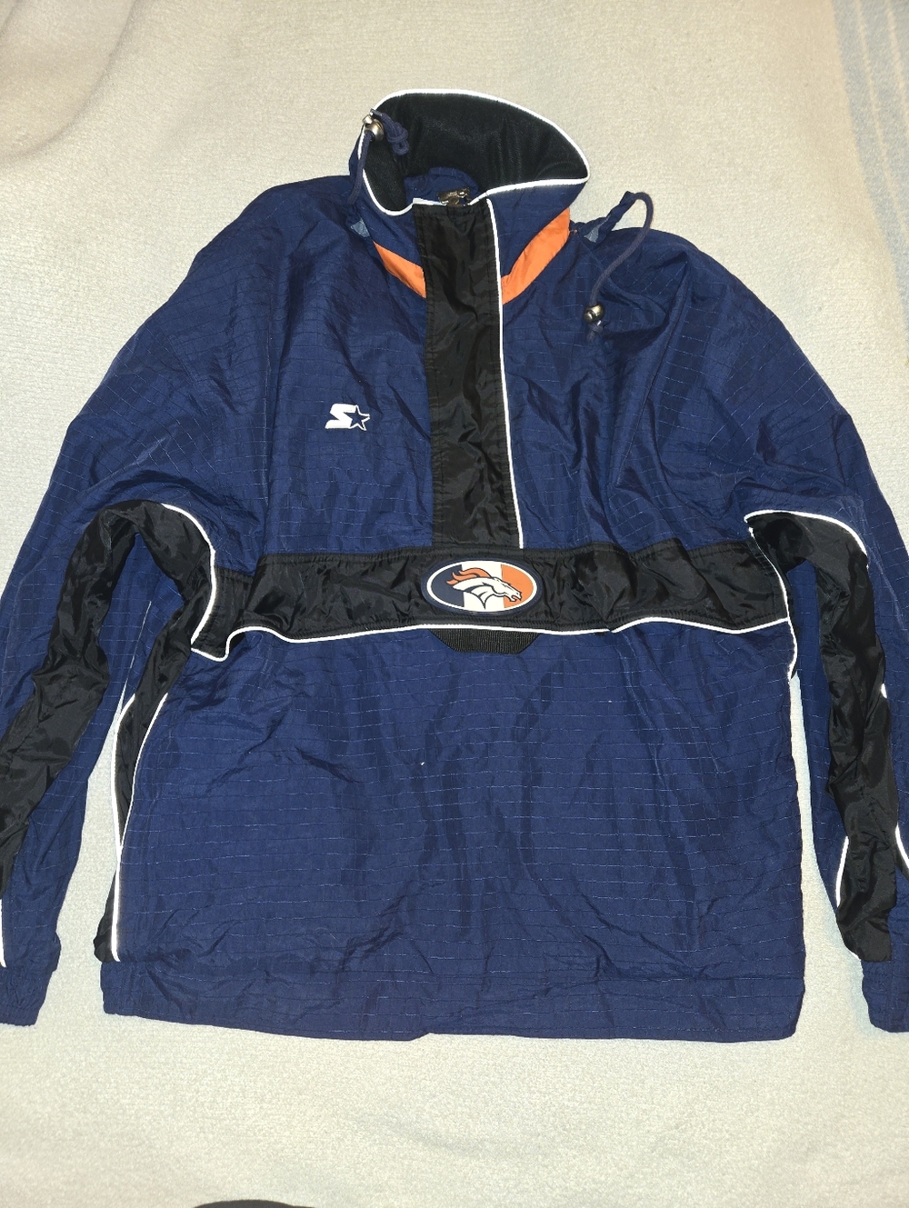 Vintage Starter Proline Denver Broncos Windbreaker Pullover With Hood Size XL